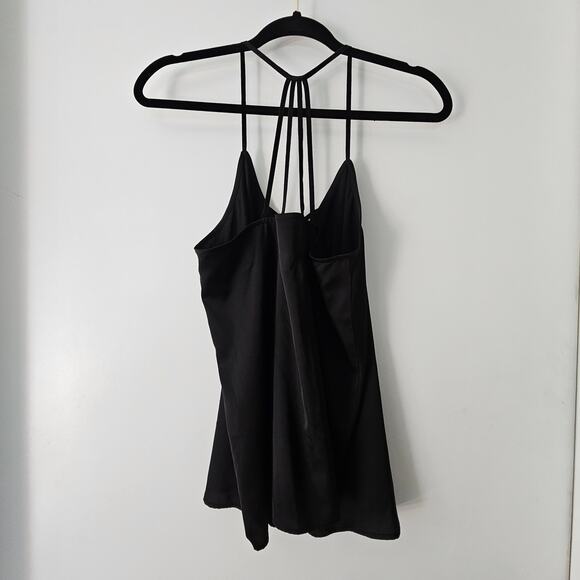 No Boundaries Women Strappy Satin Tank Top Sz L Black Flowy Soft - Picture 4 of 10
